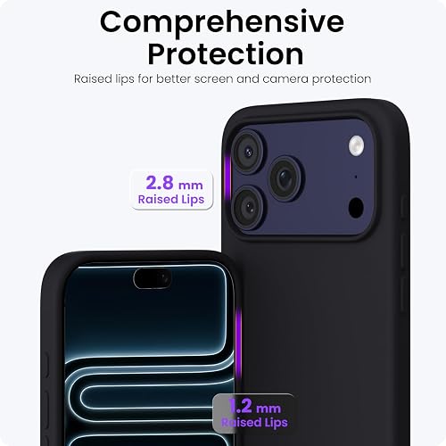 ORNARTO Compatible with iPhone 17 Pro Max Case 6.9", Slim Liquid Silicone 3 Layers Soft Gel Rubber Shockproof Protective Cover with Anti-Scratch Microfiber Lining-Black thumbnail 4