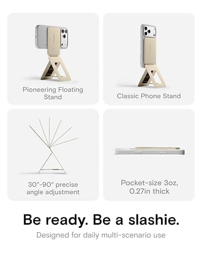 MOFT Phone Tripod Stand Selfie Stick for iPhone, Multi-Angles iPhone Stand, Lightweight & Portable Phone Holder, Strong Magnets, MOVAS Vegan Leather, Earthen Beige (Without Card Slot) thumbnail 3