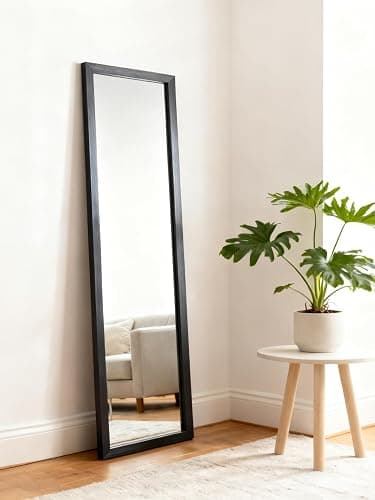 13.5" x 49.5" Full-Length Black Mirror - Rectangular Shape for Bedroom, Bathroom & Entryway, Enhances Room Brightness & Aesthetic thumbnail 2