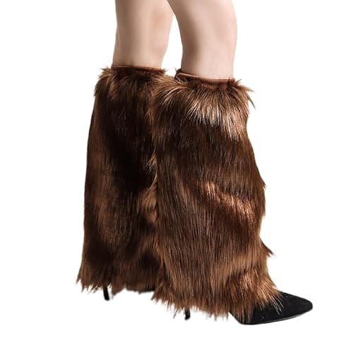 KGDUYC Scaldamuscoli da donna Scaldamuscoli, abbigliamento in pelliccia, scaldamuscoli y2k, per stivali, scaldamuscoli, copristivali in pelliccia sintetica, scaldamuscoli in peluche, 40 cm (nero) - Image 1
