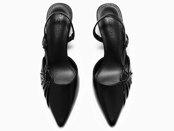 Coutgo Womens Slingback Kitten Heels Closed Pointed Toe Pumps D'Orsay Wedding Party Dress Shoes thumbnail 5