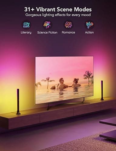 Govee RGBIC Light Bars, 15 Inches WiFi TV Backlight Suitable for 45-70 inch TVs, Smart Light Bars with Multiple Placement Options, Work with Alexa and Google Assistant, Black thumbnail 5