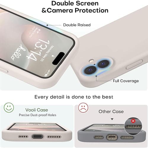 Vooii Compatible with iPhone 16 Plus Case, Liquid Silicone Upgrade [Camera Protection] [Soft Anti-Scratch Microfiber Lining] Shockproof Phone Case for iPhone 16 Plus 6.7 inch - Stone - iPhone 16 Plus - Stone thumbnail 3