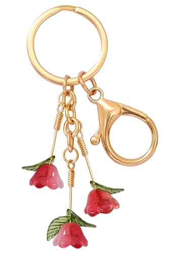 SanQuan Trailing Tulip Flower Keychains for Women-Handmade,Bag Charm,Purse Charm,Elegant Gifts for Women/Mom/Her - Image 1