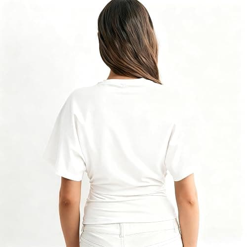 Womens Wide Short Sleeve Y2k Shirts Summer Going Out Grunge Tops Cinched Waist T Shirt Fitted Casual Cropped Top thumbnail 6