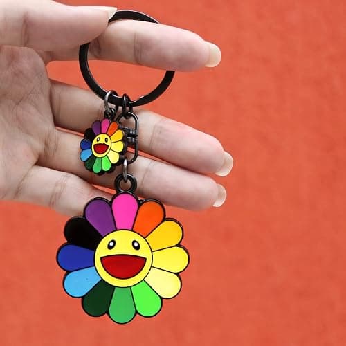 TOOLIN Keychain,Cute keychain,Car key chain,Smile Flower Bag Charms Accessories for women and girl thumbnail 4
