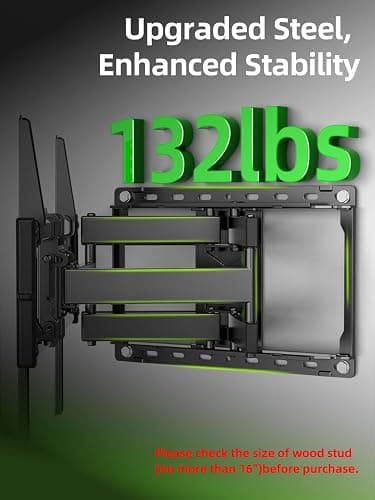 USX Mount Full Motion TV Wall Mount for Most 42-90 inch Flat Screen/LED/4K, TV Mount Bracket Dual Swivel Articulating Tilt 6 Arms, Max 16" Wood Studs, VESA 600x400mm, Holds up to 132lbs thumbnail 3