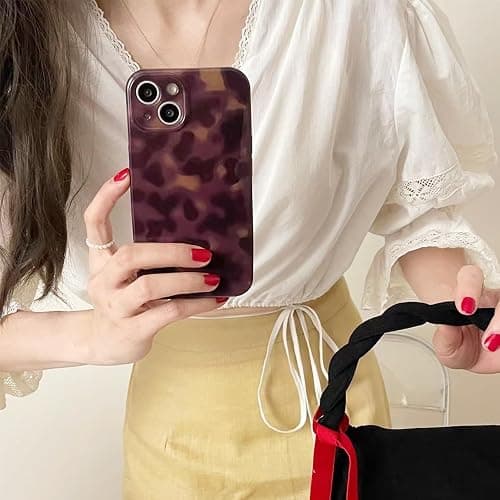 XQAGU Cute Phone Case for iPhone 15 Case Amber Leopard Full Camera Protective Slim Shockproof Aesthetic-Brown Amber thumbnail 6