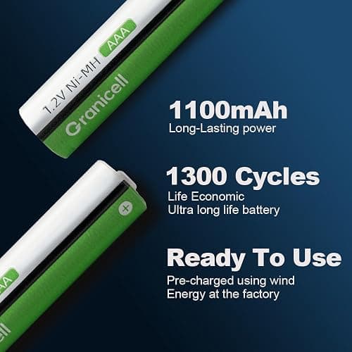 Granicell AAA Rechargeable Batteries 1100 mAh High Capacity 1300 Cycle,1.2V NiMH Low Self Discharge Triple AAA Battery,16 Pack thumbnail 2