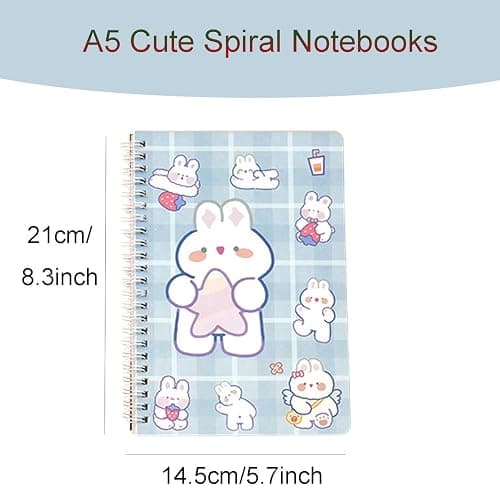SHIDESHIN 4 Pack Cute A5 Spiral Notebooks Kawaii Rabbit Journals, 8.3" x 5.9" Lined Paper Notebook College Ruled Journals Easter Day Gift School Supplies for Kids Girls Teens thumbnail 2