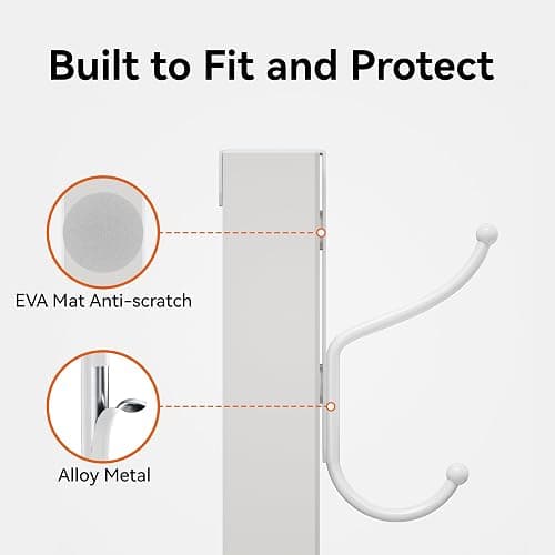 niffgaff Over Door Hook 4-Pack - Heavy Duty Door Hook with Support Pads, No Drilling Required, Anti-Rust Door Hanger, 6.5 Inches Tall, Fits Interior Doors Up to 1⅜ Inches Thick, Alloy Metal, White - 1 3/8 in - White thumbnail 6