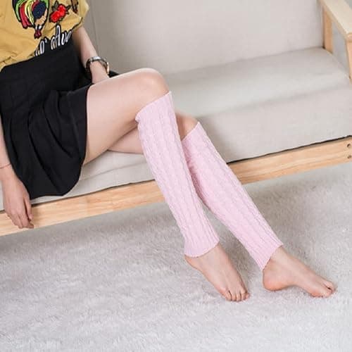 Lopsity Knitted Ribbed Stirrup Leg Warmers for Women, Girls, Ladies - Yoga and Dance thumbnail 4