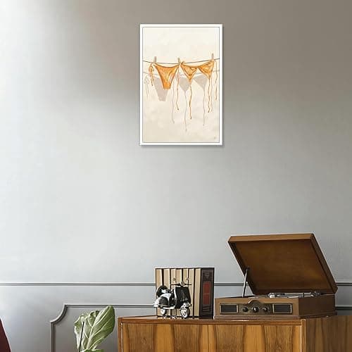 Coastal Cowgirl Bikini Canvas Wall Art Room Decor Trendy Orange Coquette Girl Bow Canvas Aesthetic Preppy Beachy For Dorm Apartment 12x16in Unframed thumbnail 3