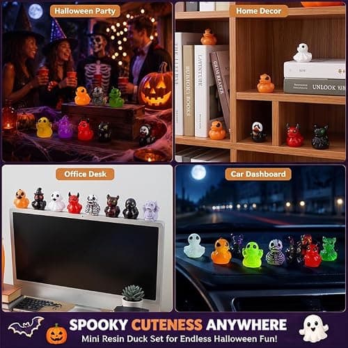 Halloween Mini Resin Ducks Glow in the Dark Novelty Halloween Party, 50 | Cute Small Little Duckies Statues Bulk Set for Office Desk Tiered Tray Decor Halloween Party Supplies Decoration thumbnail 6