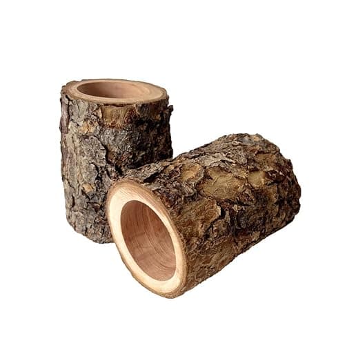 3PCS Natural Apple Wooden Hamster Mouse Tunnel Tube Toy, Hamster Hideout for Hamsters Mouse Gerbils Mice Rat, Cage Accessories for Hiding and Resting thumbnail 3