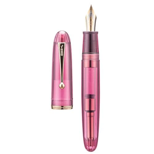 Jinhao 9019 Fountain Pen Dadao Series Transparent Wine Red Acrylic Gold Trim #8 Medium Nib with Large Converter for Writing, Signature and Calligraphy thumbnail 2