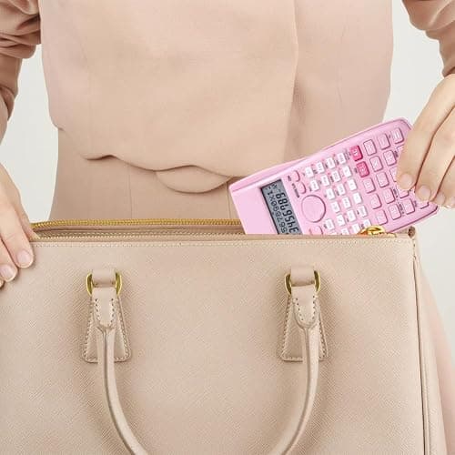 Tiiyee Scientific Calculator, 12 Digit 240 Functions Scientific Math Calculator Desktop with Sliding Hard Cover for Middle and High School Supplies Students Teachers College Business(Sakura Pink) thumbnail 6