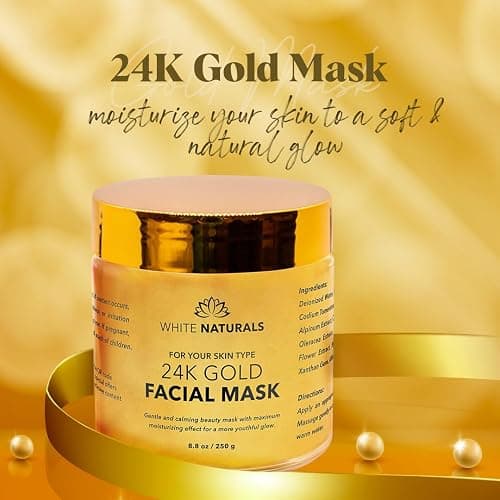 White Naturals One Day Sale 24K Gold Facial Mask, Anti-Aging Gold Face Mask For Flawless & Moisturizes Skin, Helps Reduces Wrinkles, Fine Lines & Acne Scars, Removes Blackheads, Dirt & Oils thumbnail 6