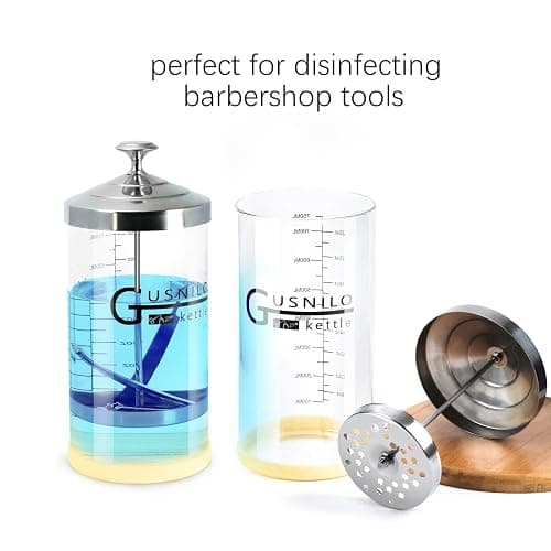 Gusnilo Barber Sanitizer Jar (30 Oz) with Stainless Steel Tray – Ideal for Spa, Salon & Nail Tools thumbnail 3