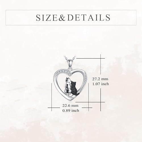 Vadmans Cat Necklace Sterling Silver Cat Pendnat with Rose Quartz Pearl Jewelry Gifts for Women Cat Lovers thumbnail 6