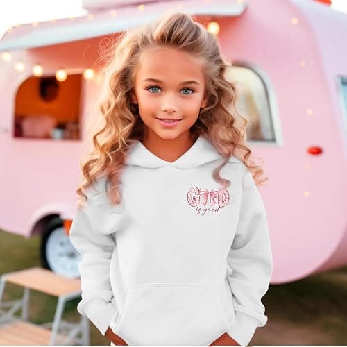 KEEVICI Cute Christian Hoodies for Girls Bow God Is Good Sweatshirt Kawaii Jesus Graphic Hoodie Bible Verse Cotton Pullover thumbnail 4