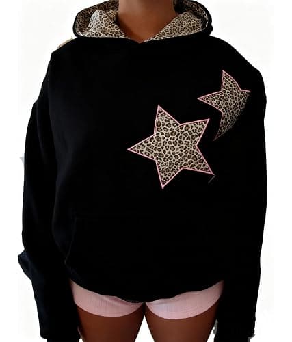 Chvity Womens Star Graphic Hoodies Oversized Y2k Leopard Print Hooded Sweatshirt Teen Girls Casual Cheetah Unisex Streetwear - Image 1