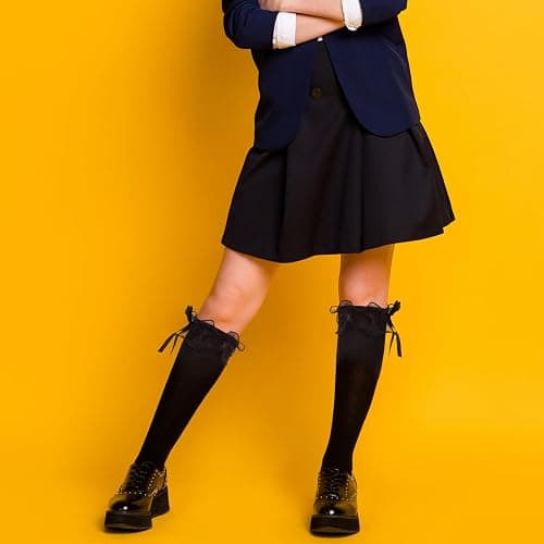 Cotton Knee High Socks with Bow White Lolita Socks Over the Knee Socks for Daily Wear School Dating Dance thumbnail 3