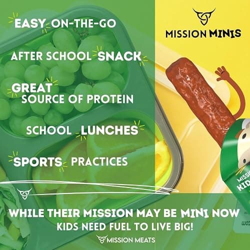 Mission Meats Kids Beef Sticks, 100% Grass Fed, Healthy Snacks for Kids, Zero Sugar, 9g Protein per Serving, Gluten & Nut Free, Individually Wrapped, Mini 0.5oz (24ct Bag) thumbnail 5