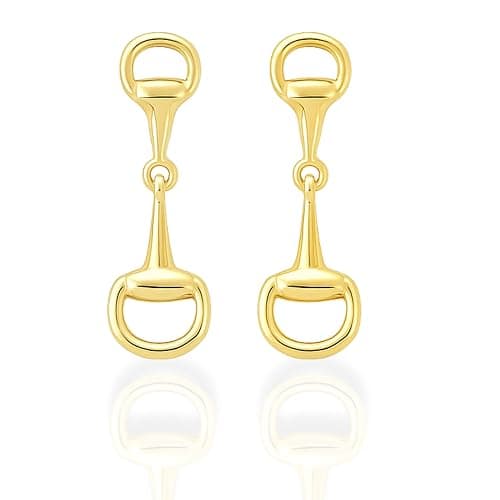 Dainty Horsebit Dangle Brass Earrings in Gold or Silver – Modern Equestrian Snaffle Bit Heritage Style. Hypoallergenic, Lightweight Everyday Horse Jewelry, Nickel Free Minimalist Western Earrings - Image 1