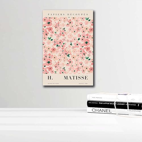 YX Tide Printed Canvas Painting Wall Art Flower Market Prints Pink Matisse Flower Poster Matisse Cut Out Matisse Plant Print Kitchen and Dining Room Wall Decoration 16x24inch Without Frame thumbnail 4