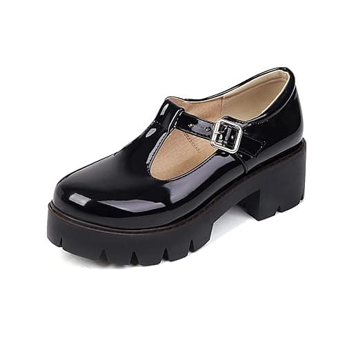 JOYSTRY Mary Jane Shoes for Women Girls, Black Platform Mary Janes Chunky Heel Kawaii Lolita School Shoes - Image 1