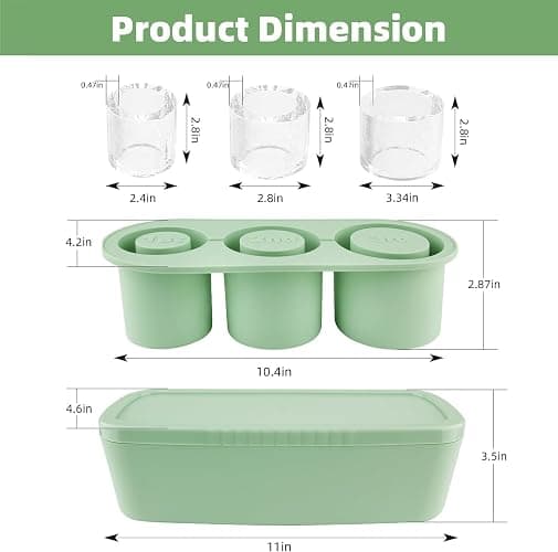 Tcamp Ice Mold for Stanley Cup 30-40 oz Tumbler Cup Ice Mold, Silicone Ice Cube Tray With Lid and Bin for Chilling Cocktails, Whiskey, Drinks, Coffee, Easy Fill and Release Ice Maker (Green) thumbnail 2