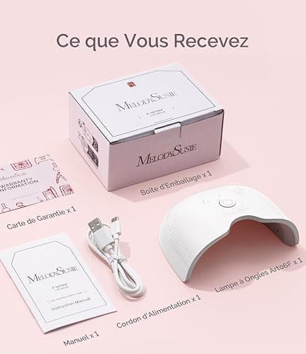MelodySusie Lampe UV Ongles Gel Compacte et Légère (P-ART06F) avec Commande Simple par Bouton - Polymérise Tous les Gels Souples à Domicile, Notamment les Gels Semi-Polymérisés, Blanc thumbnail 8