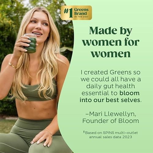 Bloom Nutrition Superfood Greens Powder, Digestive Enzymes with Probiotics and Prebiotics, Gut Health, Bloating Relief for Women, Chlorella, Green Juice Mix with Beet Root Powder, 25 SVG, Berry thumbnail 5
