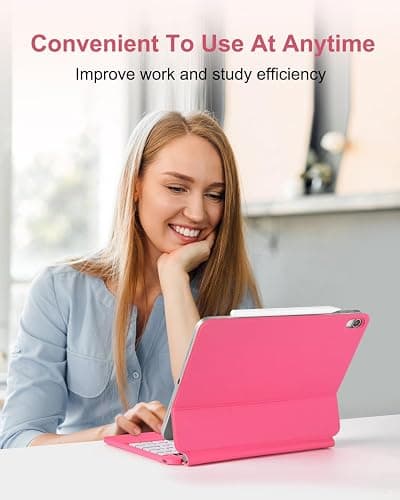 TabletKeyer Magic for iPad A16 11th/10th Generation Case with Keyboard,Trackpad Floating Rainbow Backlit Keypad with Cantilever Magnetic Cover for iPad 11-inch 2025/10 Gen 10.9" 2022 Pink thumbnail 3