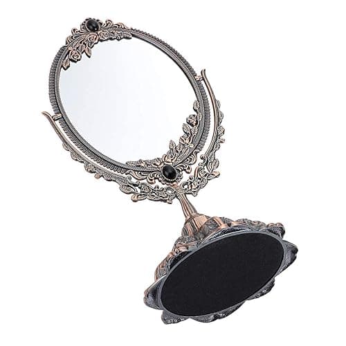 SUMTree Vintage Oval Double Sided Rotatable Dressing Mirror - Desktop Vanity Decorative Standing Tabletop (Small) (Red Bronze) thumbnail 10