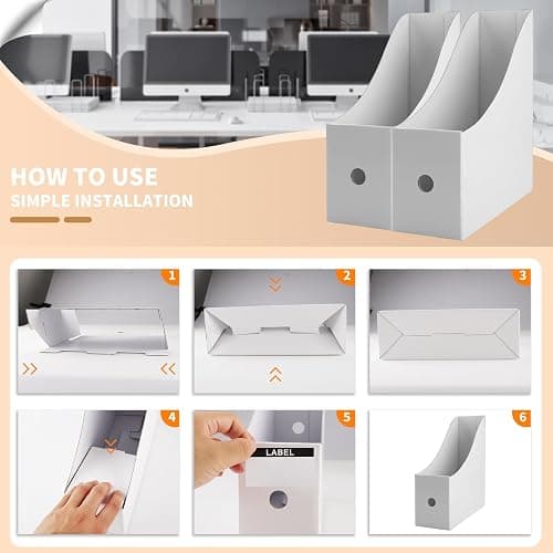 Foydream Zeitschriftenhalter Kraftpapier, 10 Stück A4 Zeitschriftensammle Aktenhalter Schreibtisch Stehsammler Pappe Schreibtisch Organizer für Datei Ordner Schreibwaren Bürobedarf thumbnail 3