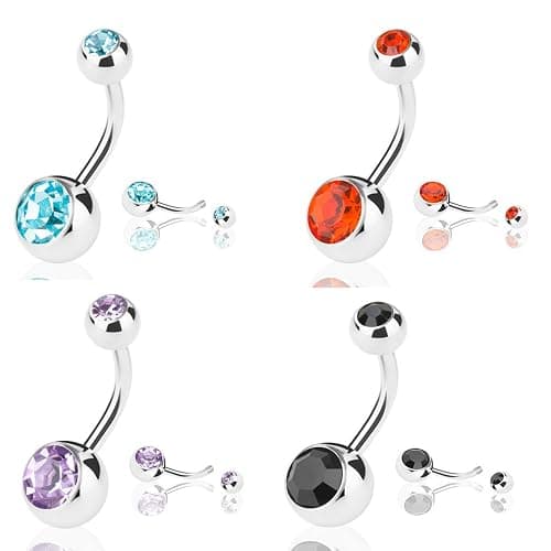 15 PCS Assorted Colors Belly Button Ring Surgical Steel Hypoallergenic Lead and Nickel Free,14 Gauge Navel Piercing Body Jewelry thumbnail 8