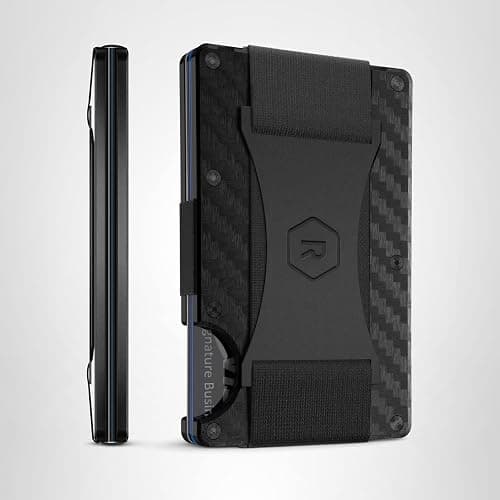 Ridge Wallet for Men - Slim Minimalist Compact Wallet and Card Holder, RFID Protected Front Pocket Wallets for Men with Integrated Cash Strap (Carbon Fiber 3K) thumbnail 7