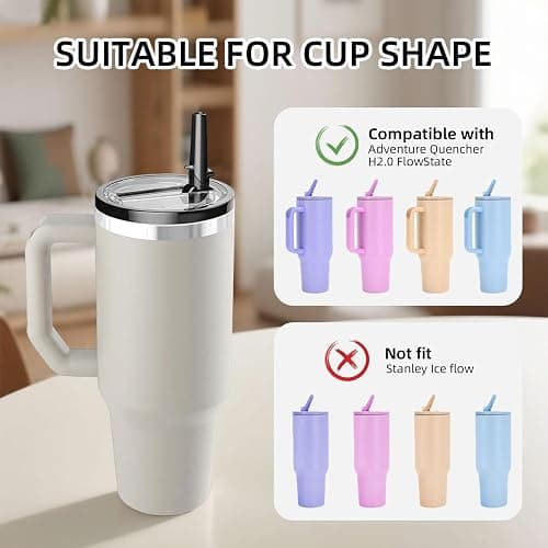 Stanley Lid Replacement 2 Pack 40 oz with Leak Proof and Flip Straw Lid, Cup Accessories, Perfect for Travel, Fitness, and Daily Use, Beige thumbnail 5