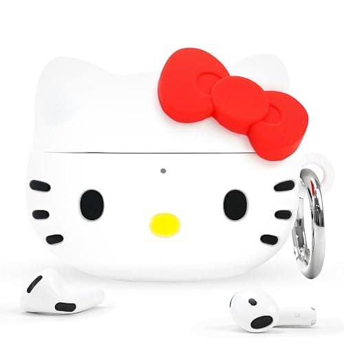 iFace Sanrio Case Compatible with AirPods 4th gen [Hello Kitty and Friends] - Cute Silicone Protective Cover [Carabiner Clip Included] [Wireless Charging Compatible] – Hello Kitty - Image 1