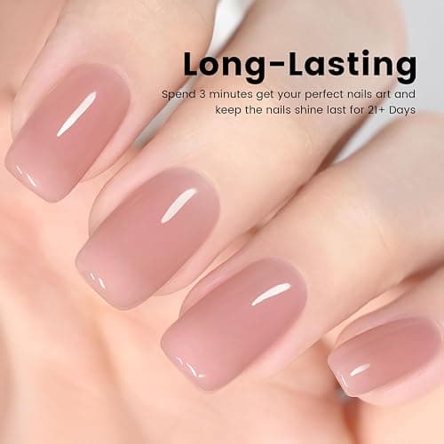 RARJSM Rubber Base Coat Gel Polish Nude Dirty Pink Skin Tone Rubber Base Gel for Nails Natural Nude Color French Manicure Extend Gel Soak Off Curing Requires Single Bottle 15ml Salon Home DIY Use thumbnail 3