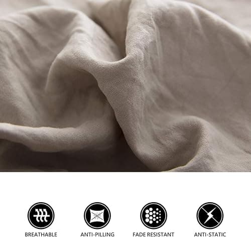 Lanest Housing Twin XL Sheet Set, 2400 Thread Count Soft Deep Pocket Microfiber Sheets, College Dorm Sheets, 3 Pieces Taupe Bedding Sheet & Pillowcases Sets thumbnail 4