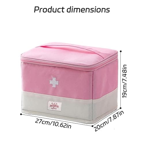 XPAPOV Travel Medicine Bag Organizer, Medical Bag Empty for First Responder Storage, Emergency Medical for Home, Travel, Camping, Car, Hiking & Outdoor Emergencies (Pink) thumbnail 2