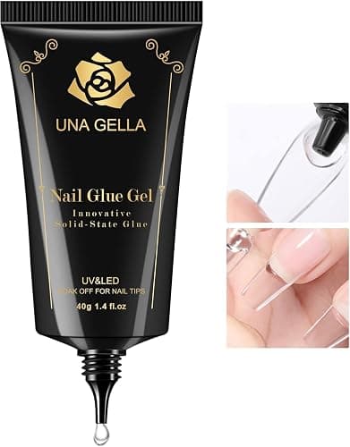 UNA GELLA Gel Nail Glue, Solid Nails Gl ue Gel 40g Lamp Curing Needed Soak Off G LUE Strong Nail G LUE G el for Acrylic Fake Nails Tips Extension Press On Nails for Gelly Tips - Image 1
