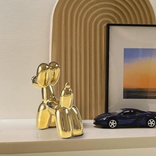 Notakia Cute Ceramics Balloon Dog Statue Crafts Gold Living Room Desktop Decorations,Handmade Modern Small Ceramic Animal Statue Ornament Gold Home Decor Accents thumbnail 7