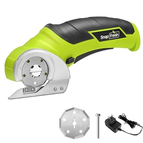 SnapFresh Cordless Electric Scissors, 4V Electric Mini Box Cutter, Carpet & Cardboard Cutter Tool with a Replacement Blade/Charger, Rotary Cutter for Cardboard Packages Leather Plastic （Green） - Image 1