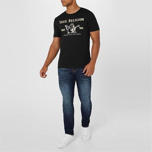 True Religion Men’s Graphic T-Shirt – Short Sleeve Metallic Buddha Tee, Mens T Shirt thumbnail 2