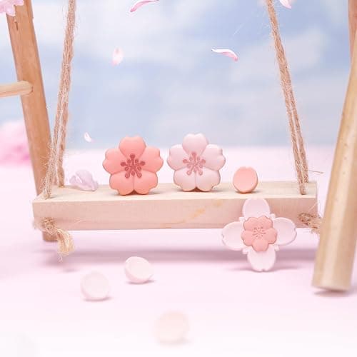GeekShare Sakura Cross D-Pad Button Caps Thumb Grip Caps Set Compatible with Switch 2, ABXY Key Buttons Sticker Cover Caps for Switch 2, Cherry Pink thumbnail 5