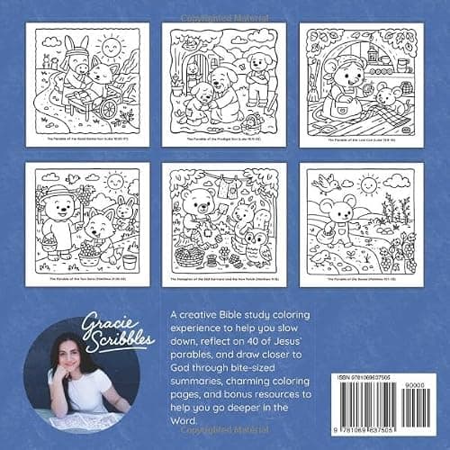 Jesus Parables: A Bible Study Coloring Book for Youth and Young Adults—40 Relatable Bible Story Lessons from the Teachings of Jesus with Simple ... Questions, & Cute Animal Scenes to Color thumbnail 2